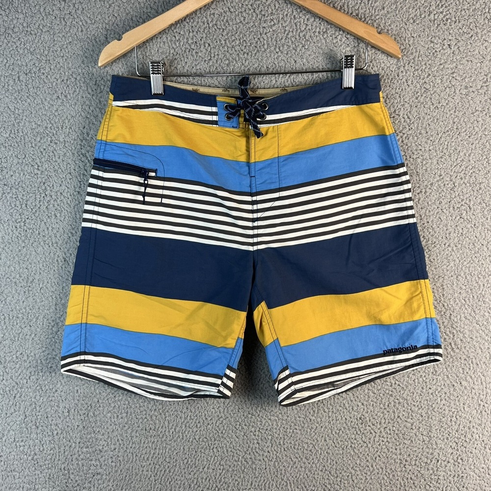Patagonia Wavefarer Board Shorts Swim Suit Men's 32 Colorful Striped Nylon 86621